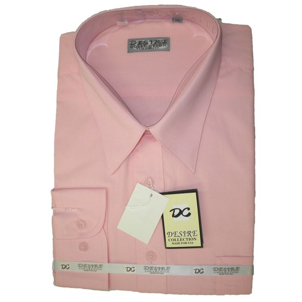 Desire Collection Men's Long Sleeve Classic Fit Pocket Dress Shirt New Pink